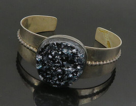 DTR JAY KING 925 Sterling Silver - Vintage Dichroic Glass Cuff Bracelet - BT9169 - £153.64 GBP