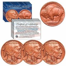 Full Date Buffalo Indian Nickels Us Coins - Genuine Rose Gold Plated - Qty Of 3 - £8.20 GBP