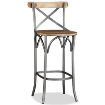 vidaXL Bar Stool Mango Wood Brown, Steel Grey - $3,188.46 MXN