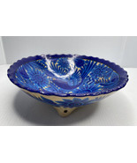 Juan Gil J  Zihuatanejo Mexico Pottery Footed Bowl Cobalt Blue Birds Flo... - £11.31 GBP