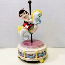 Disney By Schmid Pinocchio Seahorse Carousel Wind Up Porcelain Music Box - $79.95