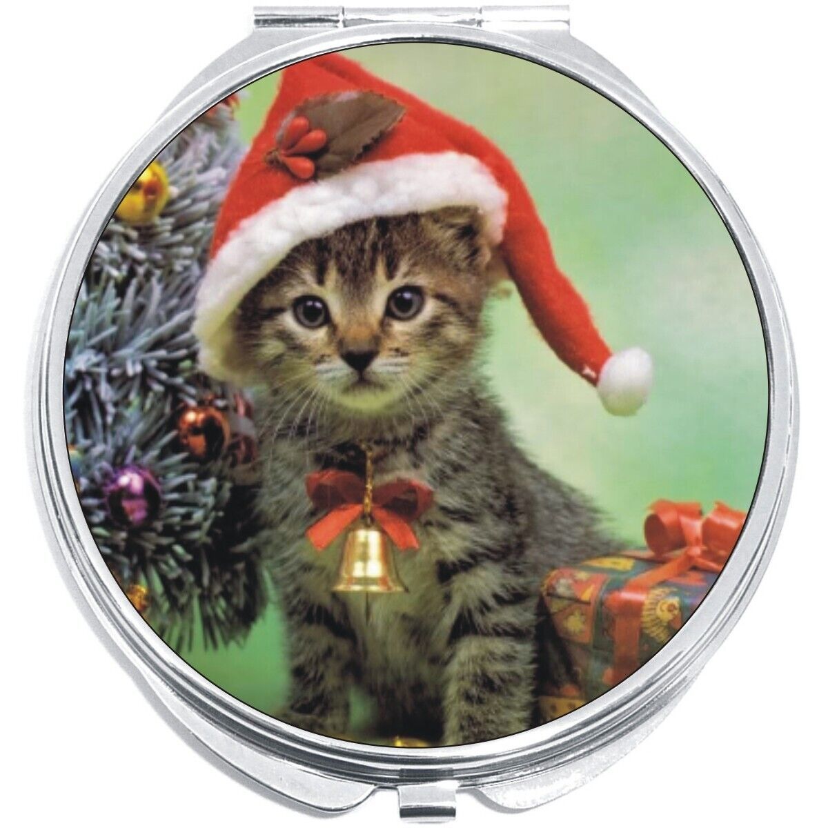 Christmas Kitty Compact with Mirrors - Perfect for your Pocket or Purse - $11.76