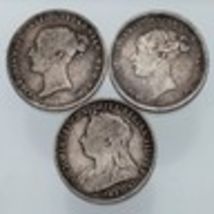 Lot of 3 Great Britain Victoria Six Pence Coins (1860 - 1897) F - VF - $73.31