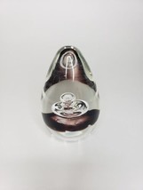 Art Glass Paperweight Egg Shaped Clear Glass w  Floating Flower Ring Teardrop - $22.98