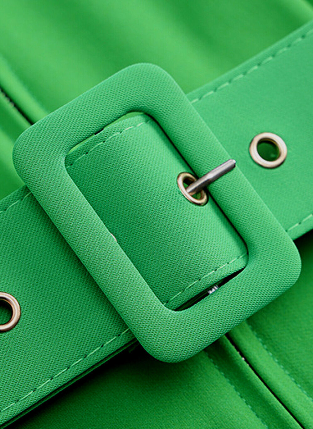 Kate Middleton Inspired Green Belted High Neck Zip Front Fit-&-Flare Coat Dress Item image 9