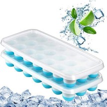 Ice Cube Trays Easy Release-Odor free Spill Resistant Lid Included -2 Pack - £19.28 GBP