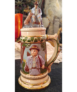 Vintage Hand Decorated 13&quot; Tall Beer Stein with Lid - Hunter &amp; His Dog - £59.76 GBP