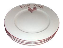 Home Essentials Bonjour Red Rooster 4pc Dinner Plate Country Farmhouse 1... - $44.99