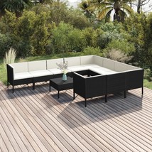  Garden Lounge Set Black PE Rattan Large Modular - $22,063.39 MXN