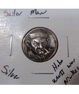 HOBO Popeye Old Sailor Man Made From A REAL WWII Silver Nickel SIGNED - $317.00 MXN