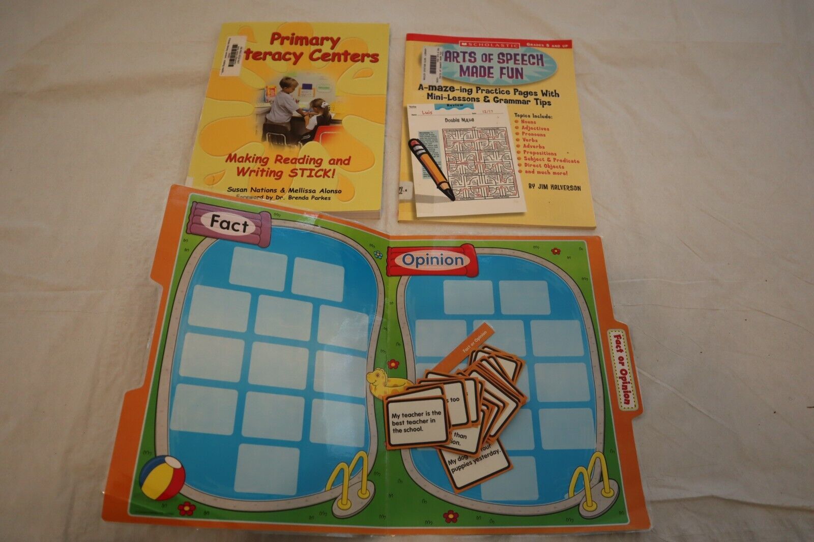 Primary Literacy Centers(K-3)-Parts of Speech Made Fun(5 &amp; up)-Fact or O... - $12.82