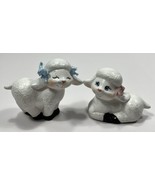 Set of Lamb Figurines Boy &amp; Girl 1990&#39;s Vintage Decorative Tchotchkes - £7.13 GBP