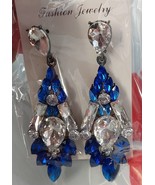 Blue Geometric Crystal Earrings - £10.68 GBP