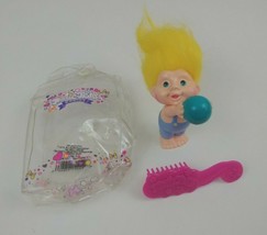 Vintage 1991 Applause Magic Trolls Babies Yellow Hair With Carry Bag &amp; B... - £15.31 GBP