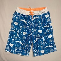 GAP Blue Swim Trunks Shorts Boys 8 Nautical Tropical Shark Scuba Sting Ray Beach - £14.08 GBP