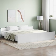 Modern Wooden White Super King Size 180x200 cm Bed Frame With Headboard ... - $209.04