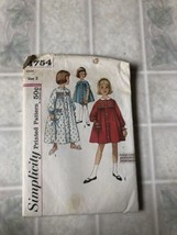1960s Vtg Simplicity Sewing Pattern 4754 Girls Smock &amp; Robe Sz 2 Long Sh... - $26.88