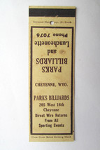 Parks Billiards &amp; Luncheonette - Cheyenne, Wyoming 20 Strike Matchbook Cover WY - £1.39 GBP