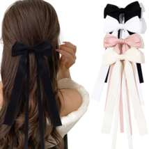 Ribbon Double Bow Hair Clip, Solid Color Big Bow Tassel Barrette For Wom... - $7.99