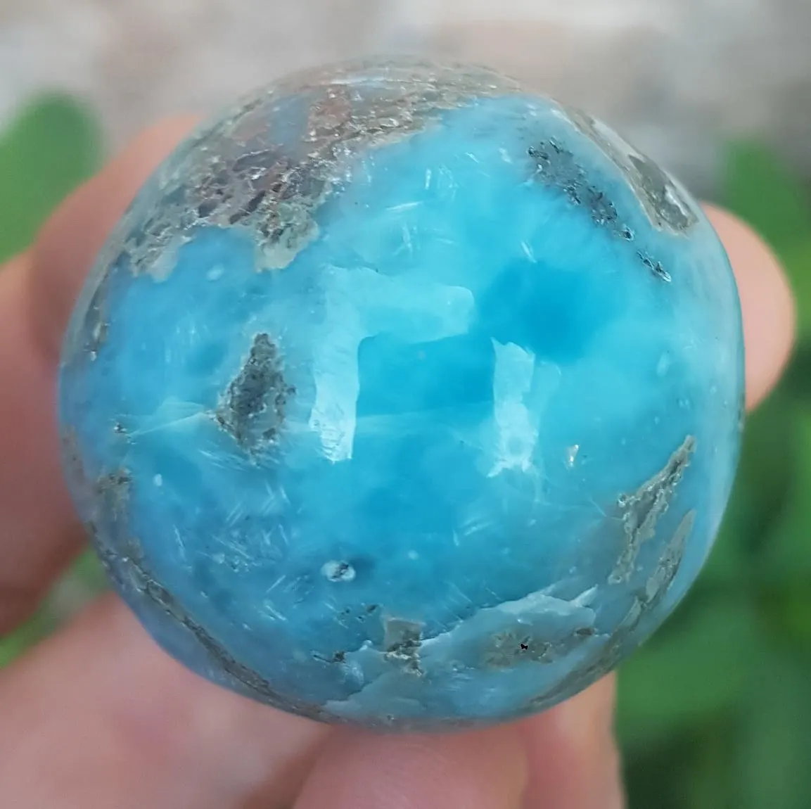 natural LARIMAR handcarved Gemstone SPHERE for decoration 99 grams (come... - $1,381.50 MXN