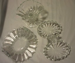 Beautiful Vtg 3 piece Heisey Crystolite  Crystal Scalloped Glass Candy D... - $35.00