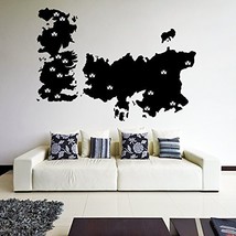 ( 71'' x 50'' ) Vinyl Wall Decal World Map Game of Thrones with Castles / Atlas  - $88.18