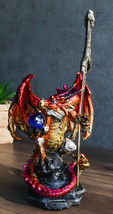 Red Metallic Fire Knight Dragon With Orb and Gothic Sword Letter Opener Figurine - £20.55 GBP
