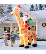 10FT Christmas Inflatables Santa Claus Rides Giraffe, Christmas Blow Ups - $110.90