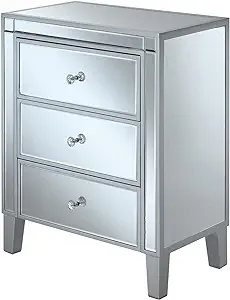 Gold Coast Large 3 Drawer Mirrored End Table, Silver / Mirror - $398.99