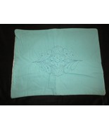 Handmade TURQUOISE FLORAL DESIGN Machine Embroidered PILLOW COVER - 19&quot; ... - £9.43 GBP