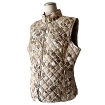 Eddie Bauer Tan Camo Print Quilted Goose Down Puffer Vest - Women&#39;s XL - $37.95
