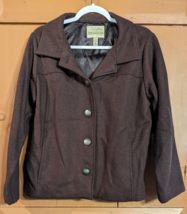 Cabela&#39;s Women&#39;s Large Wool Lined Winter Short Jacket Button Front Brown - £19.02 GBP