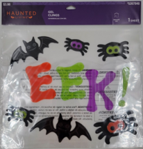 Haunted Living Halloween Gel Window Clings EEK Bats Spiders Scary Decorations - £7.19 GBP