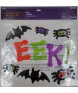 Haunted Living Halloween Gel Window Clings EEK Bats Spiders Scary Decora... - £7.11 GBP