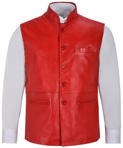 Waistcoat Button 100% Western Red Vest Coat Men Real Lambskin Leather Ja... - $2,143.75 MXN+