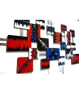 Touch of Blue All American Abstract Art Wood Wall Sculpture 68x40, by Alisa - $449.99