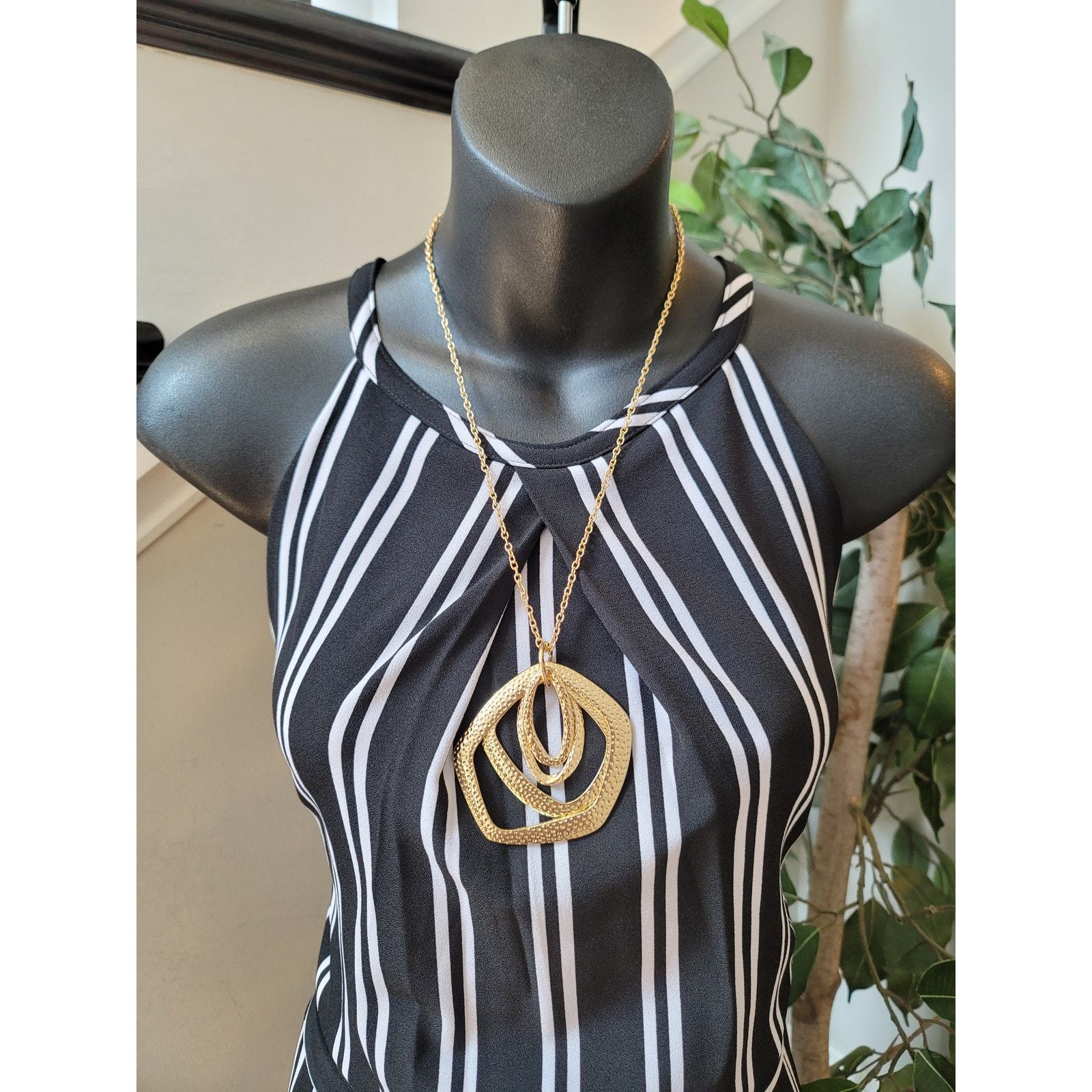 Emma Michele Romper Women Size 16 Black White Striped Belted Midi Sleeveless Item image 3