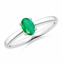 ANGARA 6x4MM Solitaire Oval Natural Emerald Promise Ring in 925 Silver Size 6 - £187.12 GBP