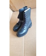 A New Day Womens Saylor Combat Boots Black Mid Calf Lace Up Low Heel Siz... - $22.96 CAD