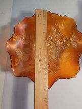 Fenton Marigold Amber Ruffled Top Bowl Holly Pattern Carnival Glass image 6