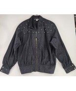 Starfire Jacket Womens 12 Gray Denim Quilted Pearl Accent Retro Vintage USA - £63.10 GBP