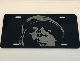 Biggie Smalls Car Tag Diamond Etched picture on Black Aluminum License Plate - £18.07 GBP