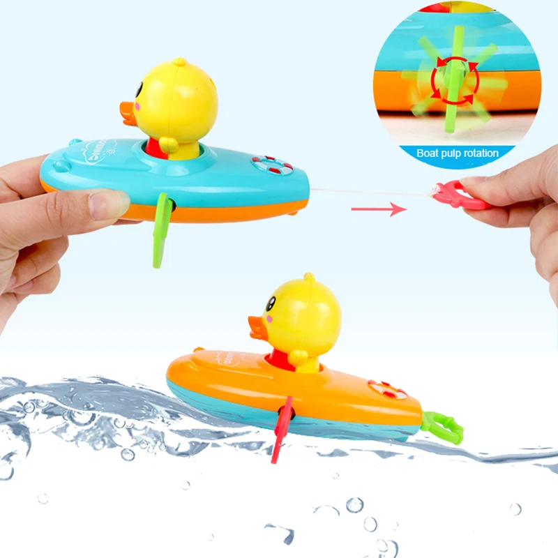 1 pcs cute cartoon duck bath toys claic water toy back rowing boat baby bathing swim thumb200
