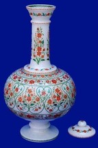 Carnelian Marble Flower Vase Inlay White Stone Floral Pot Decor Marquetry Work - £1,940.78 GBP