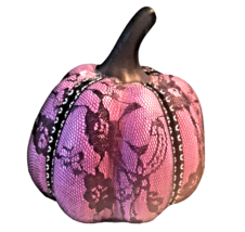 Purple Pumpkin with Black Lace Halloween Decor Decoration - £17.17 GBP