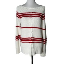 Liz Claiborne Red White Striped Knit Sweater Long Sleeve Women&#39;s Size M - £14.78 GBP