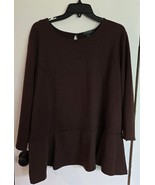 Womens Plus 3X Lauren Ralph Dark Brown/Black Tunic Shirt Top Blouse - €16,18 EUR