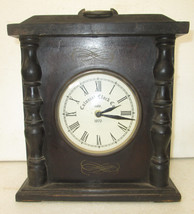 New England Wooden Mantle Clock Quartz  Dark Wood Carved - $33.00