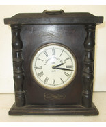 New England Wooden Mantle Clock Quartz  Dark Wood Carved - $33.00