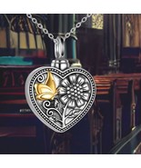Sunflower Butterfly Urn Necklace for Ashes | 925 Sterling Silver Cremati... - $2,265.70 MXN